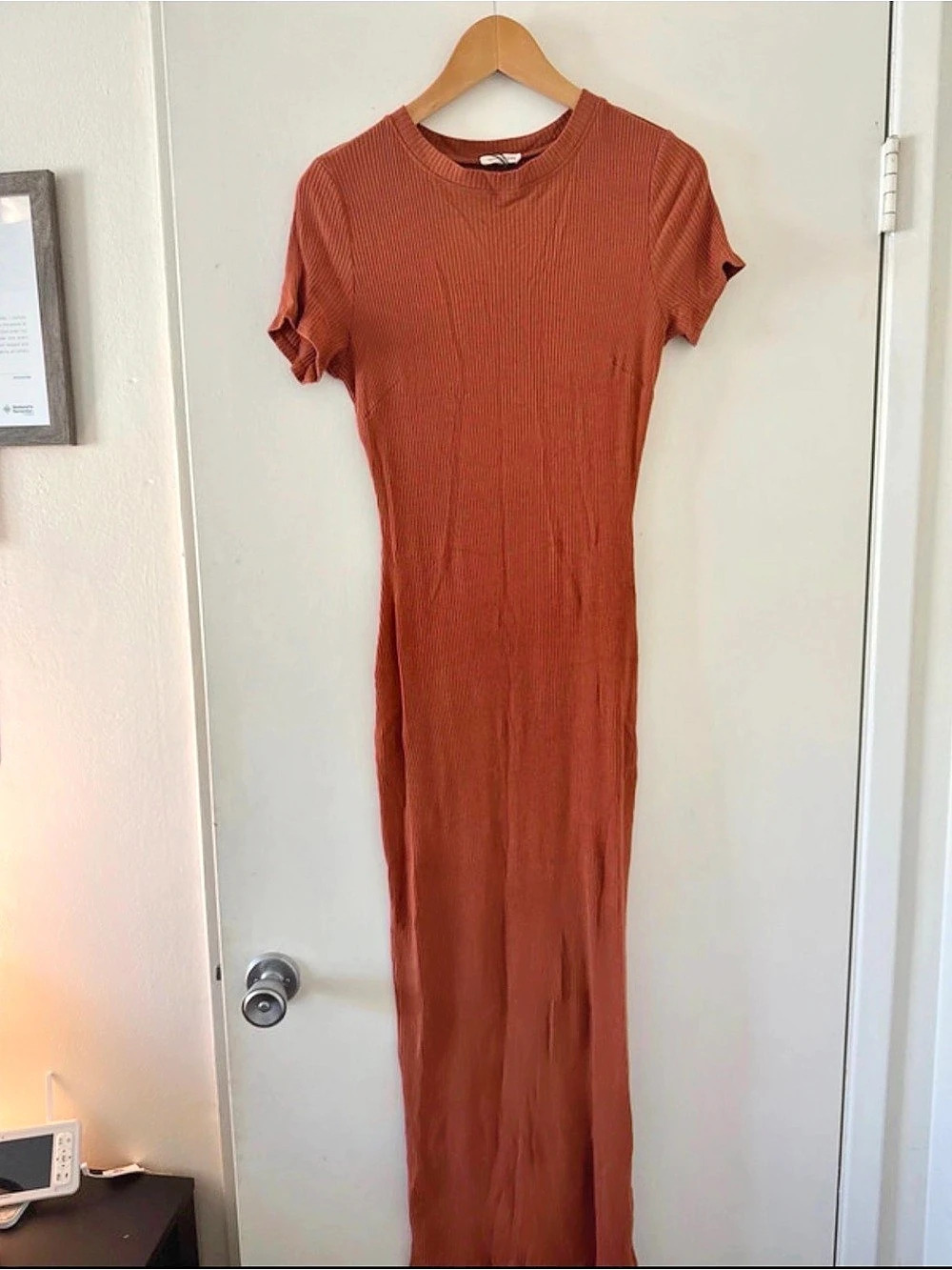 Ribbed Maxi Dress in Burnt Orange Like New